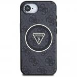 Carcasa Guess IML Metal Glitter 4G Circle Triangle, cu MagSafe, compatibila cu iPhone 16e, Negru 2 - lerato.ro