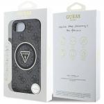 Carcasa Guess IML Metal Glitter 4G Circle Triangle, cu MagSafe, compatibila cu iPhone 16e, Negru 9 - lerato.ro