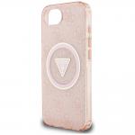 Carcasa Guess IML Metal Glitter 4G Circle Triangle, cu MagSafe, compatibila cu iPhone 16e, Roz 7 - lerato.ro