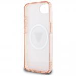 Carcasa Guess IML Metal Glitter 4G Circle Triangle, cu MagSafe, compatibila cu iPhone 16e, Roz 8 - lerato.ro