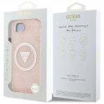 Carcasa Guess IML Metal Glitter 4G Circle Triangle, cu MagSafe, compatibila cu iPhone 16e, Roz 9 - lerato.ro