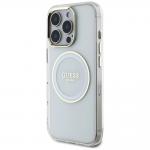 Carcasa Guess IML Metal Colored Circle Classic Logo, cu MagSafe, compatibila cu iPhone 16 Pro, Alb 3 - lerato.ro