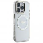 Carcasa Guess IML Metal Colored Circle Classic Logo, cu MagSafe, compatibila cu iPhone 16 Pro, Alb 5 - lerato.ro
