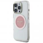 Carcasa Guess IML Metal Colored Circle Classic Logo, cu MagSafe, compatibila cu iPhone 16 Pro, Roz 3 - lerato.ro