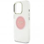 Carcasa Guess IML Metal Colored Circle Classic Logo, cu MagSafe, compatibila cu iPhone 16 Pro, Roz 7 - lerato.ro