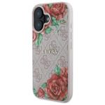Carcasa Guess 4G Flowers Print, cu MagSafe, compatibila cu iPhone 16, Roz 3 - lerato.ro
