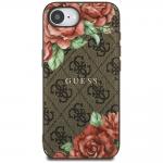 Carcasa Guess 4G Flowers Print, cu MagSafe, compatibila cu iPhone 16e, Maro 2 - lerato.ro