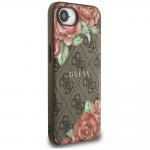 Carcasa Guess 4G Flowers Print, cu MagSafe, compatibila cu iPhone 16e, Maro 5 - lerato.ro