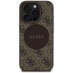 Carcasa Guess 4G Circle Classic Logo, cu MagSafe, compatibila cu iPhone 16 Pro, Maro 2 - lerato.ro