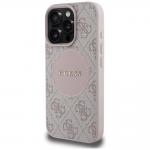 Carcasa Guess 4G Circle Classic Logo, cu MagSafe, compatibila cu iPhone 16 Pro, Roz 3 - lerato.ro