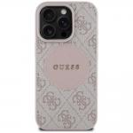 Carcasa Guess 4G Circle Classic Logo, cu MagSafe, compatibila cu iPhone 16 Pro, Roz 2 - lerato.ro