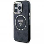 Carcasa Guess IML Metal Glitter 4G Circle Triangle, cu MagSafe, compatibila cu iPhone 16 Pro, Negru 3 - lerato.ro