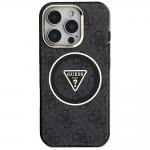 Carcasa Guess IML Metal Glitter 4G Circle Triangle, cu MagSafe, compatibila cu iPhone 16 Pro, Negru 2 - lerato.ro