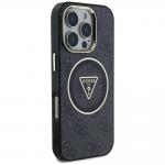 Carcasa Guess IML Metal Glitter 4G Circle Triangle, cu MagSafe, compatibila cu iPhone 16 Pro, Negru 5 - lerato.ro