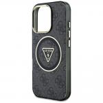 Carcasa Guess IML Metal Glitter 4G Circle Triangle, cu MagSafe, compatibila cu iPhone 16 Pro, Negru 7 - lerato.ro