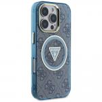 Carcasa Guess IML Metal Glitter 4G Circle Triangle, cu MagSafe, compatibila cu iPhone 16 Pro Max, Albastru 5 - lerato.ro