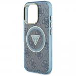Carcasa Guess IML Metal Glitter 4G Circle Triangle, cu MagSafe, compatibila cu iPhone 16 Pro Max, Albastru 7 - lerato.ro