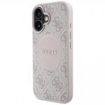 Carcasa Guess 4G Circle Classic Logo, cu MagSafe, compatibila cu iPhone 16, Roz 3 - lerato.ro