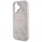 Carcasa Guess 4G Circle Classic Logo, cu MagSafe, compatibila cu iPhone 16, Roz 7 - lerato.ro