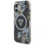 Carcasa Guess Glitter Flowers Triangle Buttons, cu MagSafe, compatibila cu iPhone 16, Negru 3 - lerato.ro