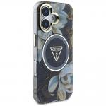 Carcasa Guess Glitter Flowers Triangle Buttons, cu MagSafe, compatibila cu iPhone 16, Negru 5 - lerato.ro