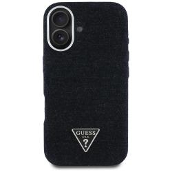 Carcasa Guess Denim Triangle Logo MagSafe, compatibile cu iPhone 16, Negru