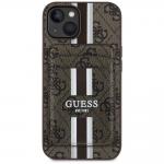 Carcasa Guess 4G Stripes, cu portofel Magsafe, compatibila cu iPhone 15, Maro 2 - lerato.ro