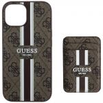 Carcasa Guess 4G Stripes, cu portofel Magsafe, compatibila cu iPhone 15, Maro 5 - lerato.ro