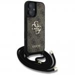 Carcasa Guess 4G Big Logo Cord Stap Crossbody, compatibila cu iPhone 16 Plus, Maro 4 - lerato.ro