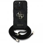 Carcasa Guess 4G Big Logo Cord Stap Crossbody, compatibila cu iPhone 16 Pro, Negru 2 - lerato.ro