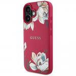 Carcasa Guess Grained Printed Flower Pattern, cu MagSafe, compatibila cu iPhone 16, Fucsia 3 - lerato.ro