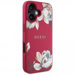 Carcasa Guess Grained Printed Flower Pattern, cu MagSafe, compatibila cu iPhone 16, Fucsia 5 - lerato.ro