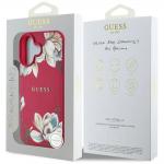 Carcasa Guess Grained Printed Flower Pattern, cu MagSafe, compatibila cu iPhone 16, Fucsia 9 - lerato.ro