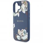 Carcasa Guess Grained Printed Flower Pattern, cu MagSafe, compatibila cu iPhone 16, Albastru 7 - lerato.ro
