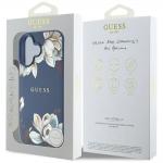 Carcasa Guess Grained Printed Flower Pattern, cu MagSafe, compatibila cu iPhone 16, Albastru 9 - lerato.ro