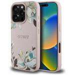 Carcasa Guess Grained Printed Flower Pattern, cu MagSafe, compatibila cu iPhone 16 Pro, Roz 4 - lerato.ro