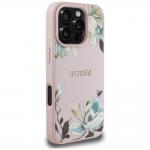 Carcasa Guess Grained Printed Flower Pattern, cu MagSafe, compatibila cu iPhone 16 Pro, Roz 5 - lerato.ro