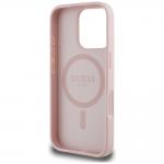 Carcasa Guess Grained Printed Flower Pattern, cu MagSafe, compatibila cu iPhone 16 Pro, Roz 8 - lerato.ro