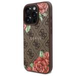 Carcasa Guess 4G Flowers Print, cu MagSafe, compatibila cu iPhone 16 Pro Max, Maro 3 - lerato.ro