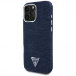 Carcasa Guess Denim Triangle Logo MagSafe, compatibile cu iPhone 16 Pro, Albastru 3 - lerato.ro