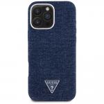Carcasa Guess Denim Triangle Logo MagSafe, compatibile cu iPhone 16 Pro, Albastru 2 - lerato.ro