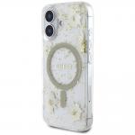 Carcasa Guess Resin Flowers Glitter, cu MagSafe, compatibila cu iPhone 16, Bej 3 - lerato.ro