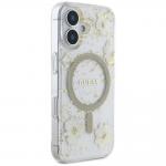 Carcasa Guess Resin Flowers Glitter, cu MagSafe, compatibila cu iPhone 16, Bej 5 - lerato.ro