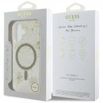 Carcasa Guess Resin Flowers Glitter, cu MagSafe, compatibila cu iPhone 16, Bej 9 - lerato.ro