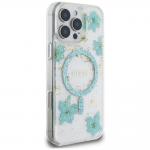 Carcasa Guess Resin Flowers Glitter, cu MagSafe, compatibila cu iPhone 16 Pro Max, Verde 5 - lerato.ro