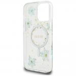 Carcasa Guess Resin Flowers Glitter, cu MagSafe, compatibila cu iPhone 16 Pro Max, Verde 8 - lerato.ro