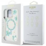 Carcasa Guess Resin Flowers Glitter, cu MagSafe, compatibila cu iPhone 16 Pro Max, Verde 9 - lerato.ro