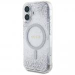 Carcasa Guess HC Resin Bottom Glitter, cu MagSafe, compatibila cu iPhone 16, Argintiu 3 - lerato.ro