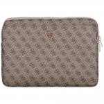 Geanta laptop Guess 4G Peony Front Pocket Zipper Triangle Logo, compatibila cu laptop 14 inch, Maro 2 - lerato.ro