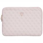 Geanta laptop Guess 4G Peony Front Pocket Zipper Triangle Logo, compatibila cu laptop 14 inch, Roz 2 - lerato.ro